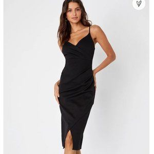 Lulu's All This Appeal Black Bodycon Midi Dress (NWT)